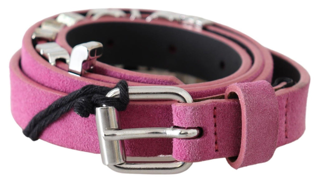 Pink Silver Chrome Metal Buckle Waist Belt - 90-cm-36-inches