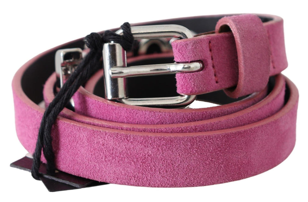 Pink Silver Chrome Metal Buckle Waist Belt - 90-cm-36-inches
