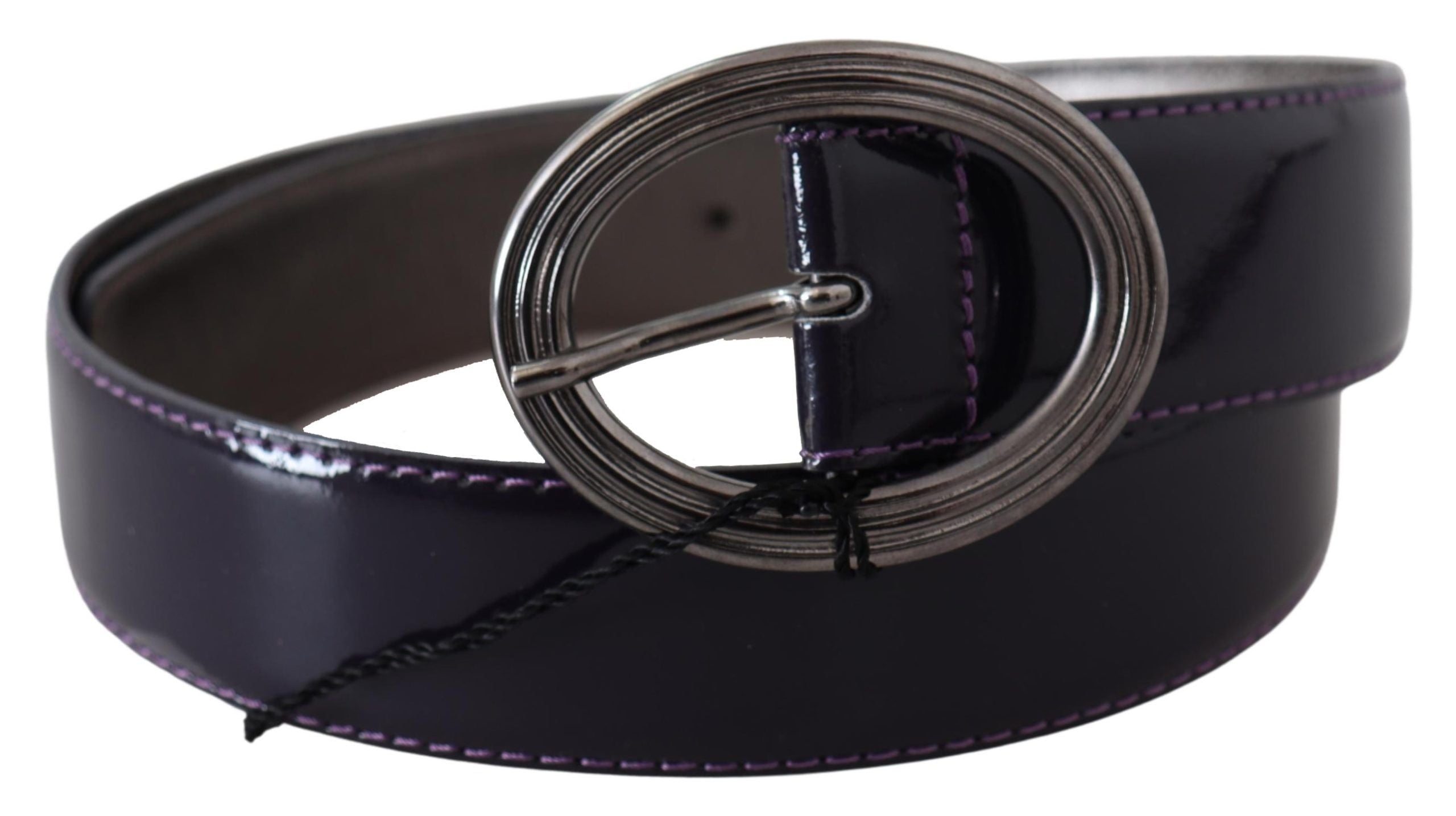 Purple Silver Oval Metal Buckle Waist Leather Belt - 85-cm-34-inches