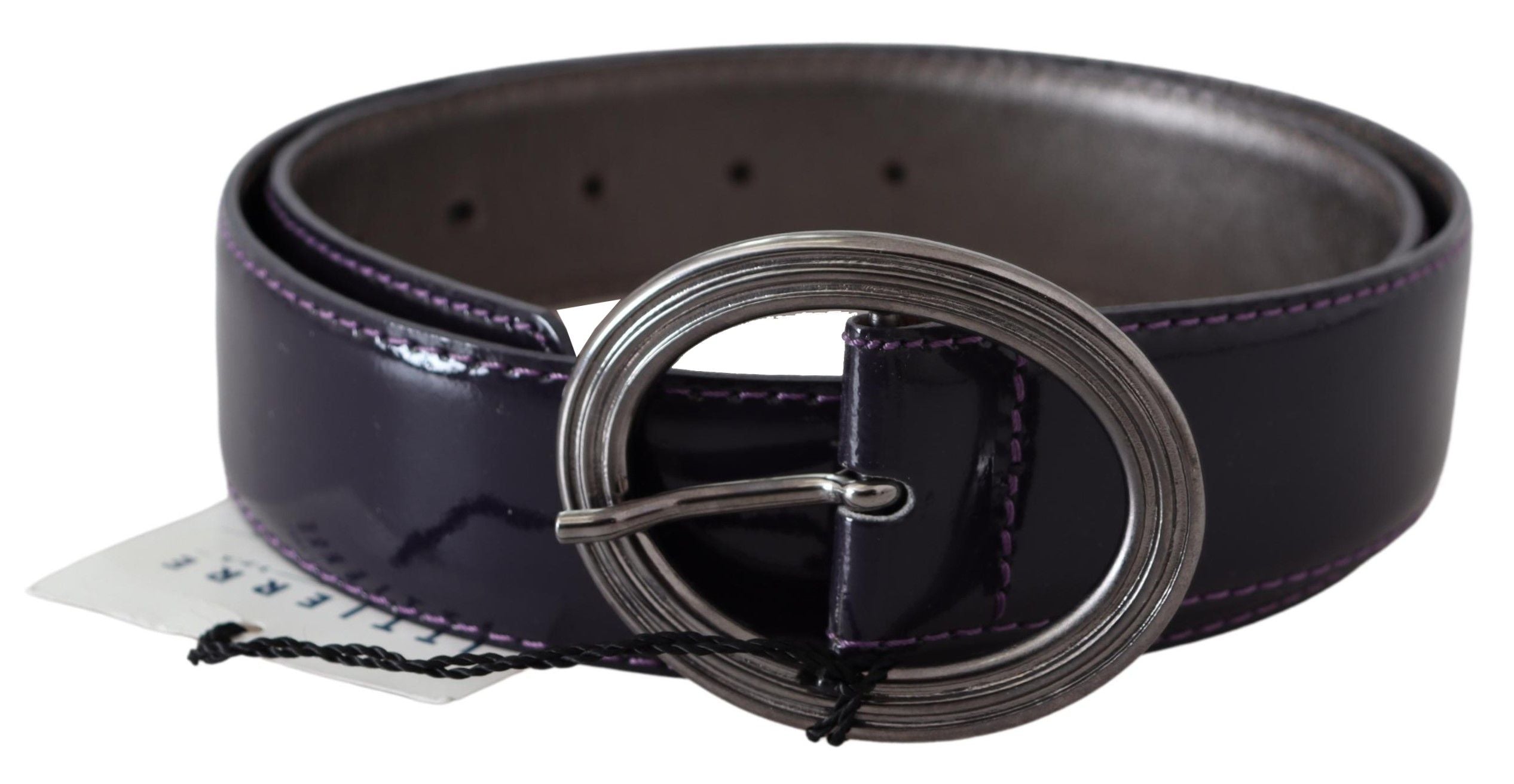 Purple Silver Oval Metal Buckle Waist Leather Belt - 85-cm-34-inches
