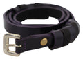 Black Leather Thin Gold Metal Chrome Buckle Belt - 85-cm-34-inches