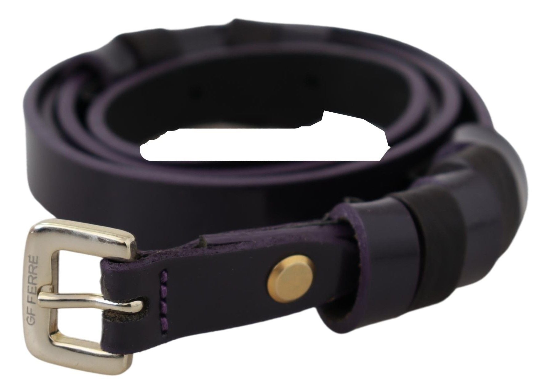 Black Leather Thin Gold Metal Chrome Buckle Belt - 85-cm-34-inches