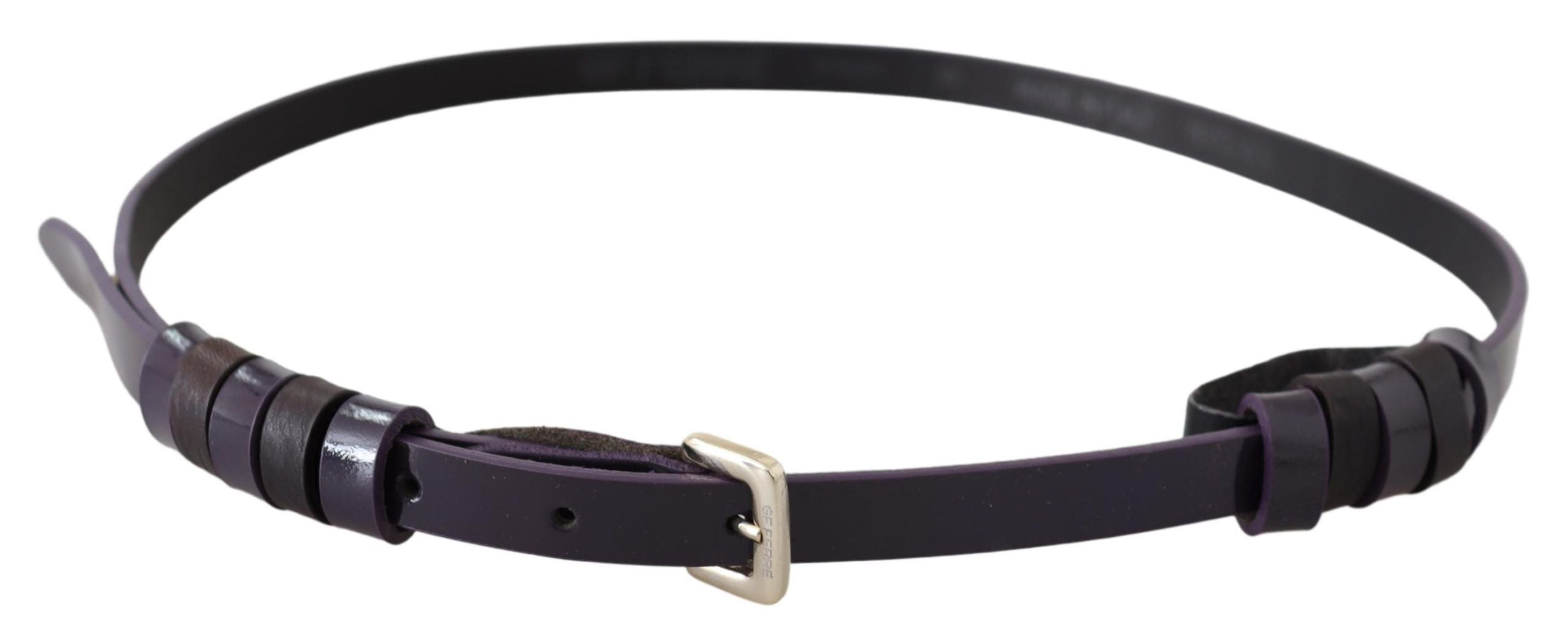 Black Leather Thin Gold Metal Chrome Buckle Belt - 85-cm-34-inches