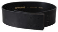 Black Genuine Leather Wide Logo Waist Belt - 60-cm-24-inches