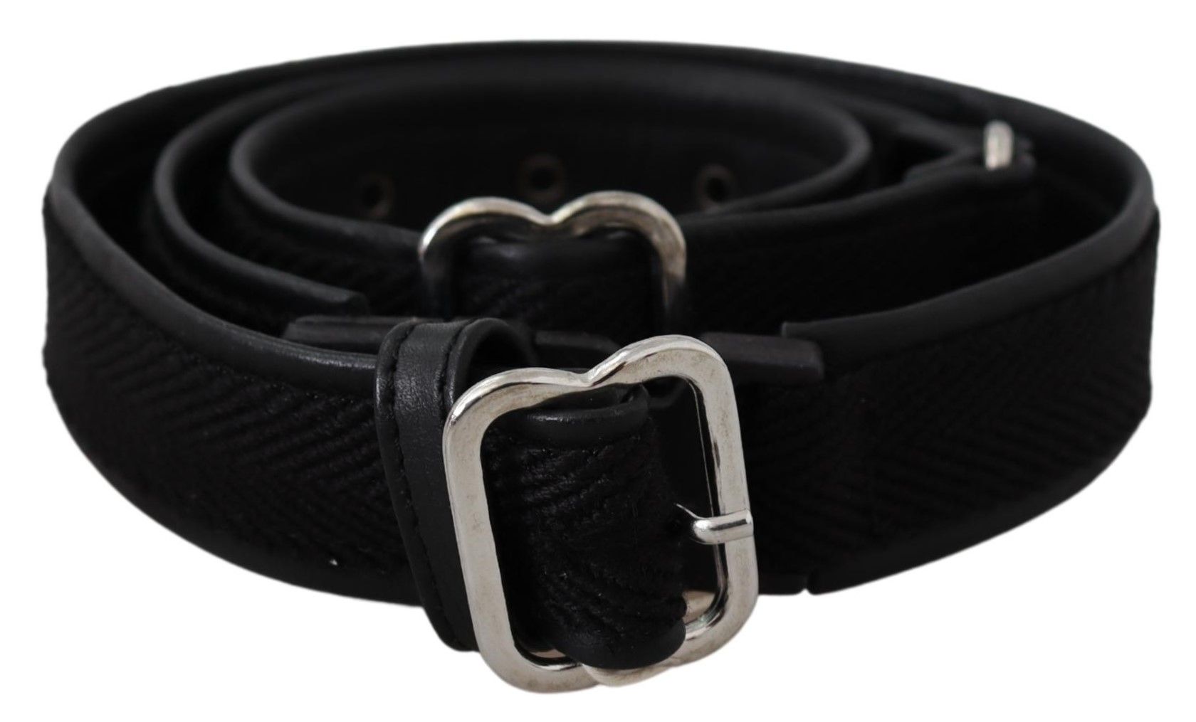 Black Leather Silver Chrome Metal Buckle Belt - 80-cm-32-inches
