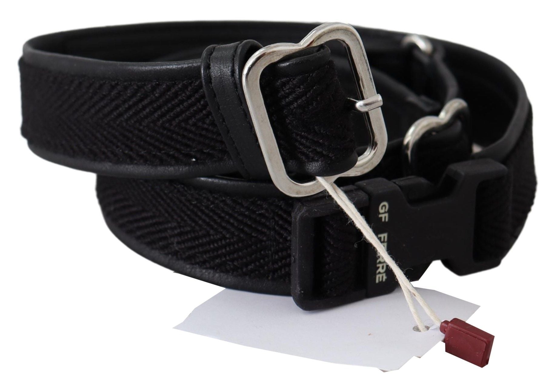Black Leather Silver Chrome Metal Buckle Belt - 80-cm-32-inches