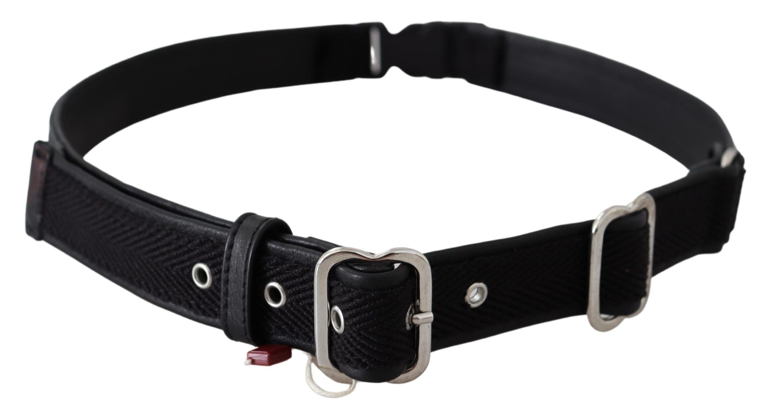 Black Leather Silver Chrome Metal Buckle Belt - 80-cm-32-inches