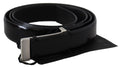 Black Leather Silver Chrome Metal Buckle Belt - 95-cm-38-inches