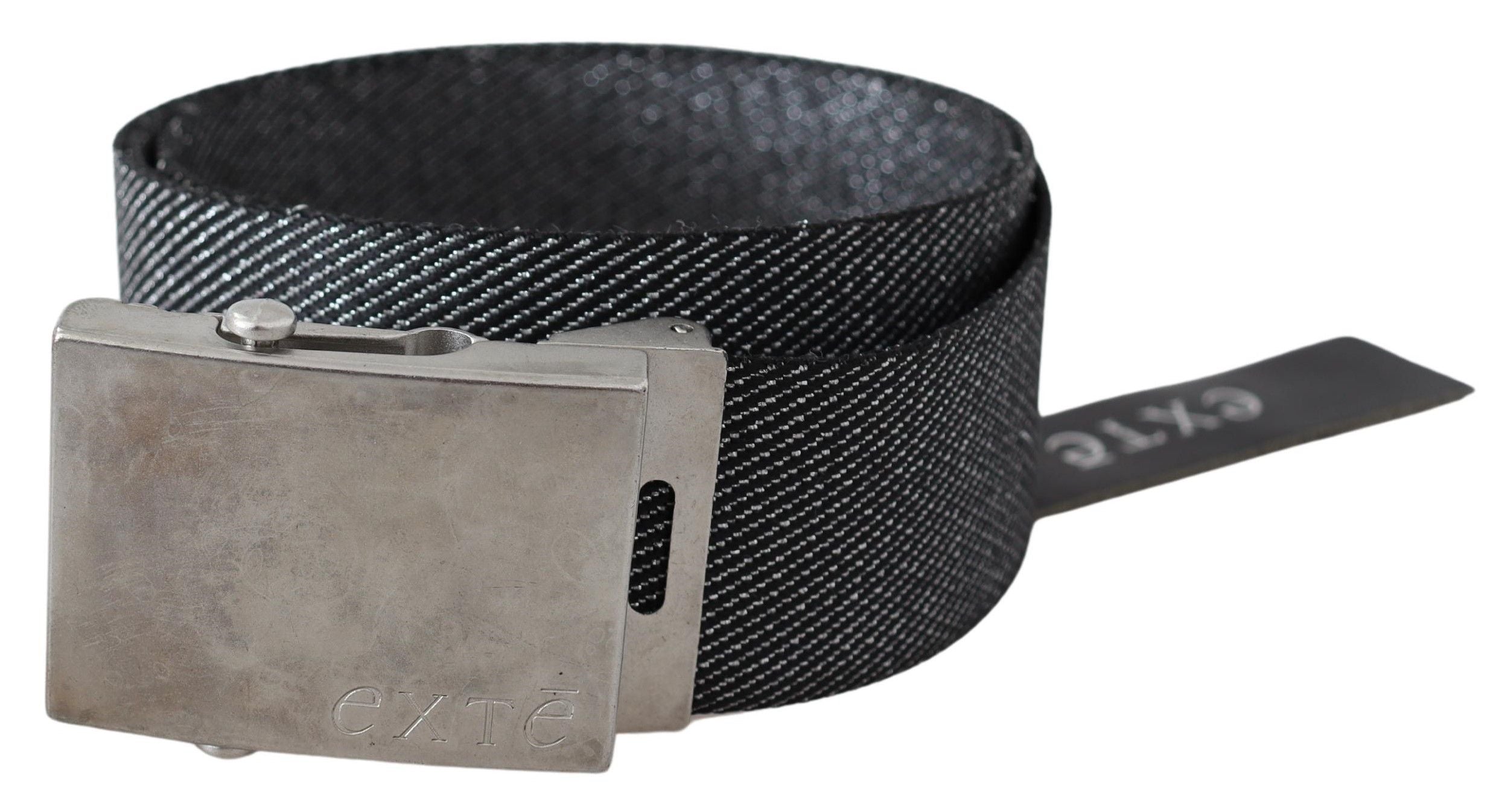 Black Silver Metal Brushed Buckle Waist Belt - 100-cm-40-inches