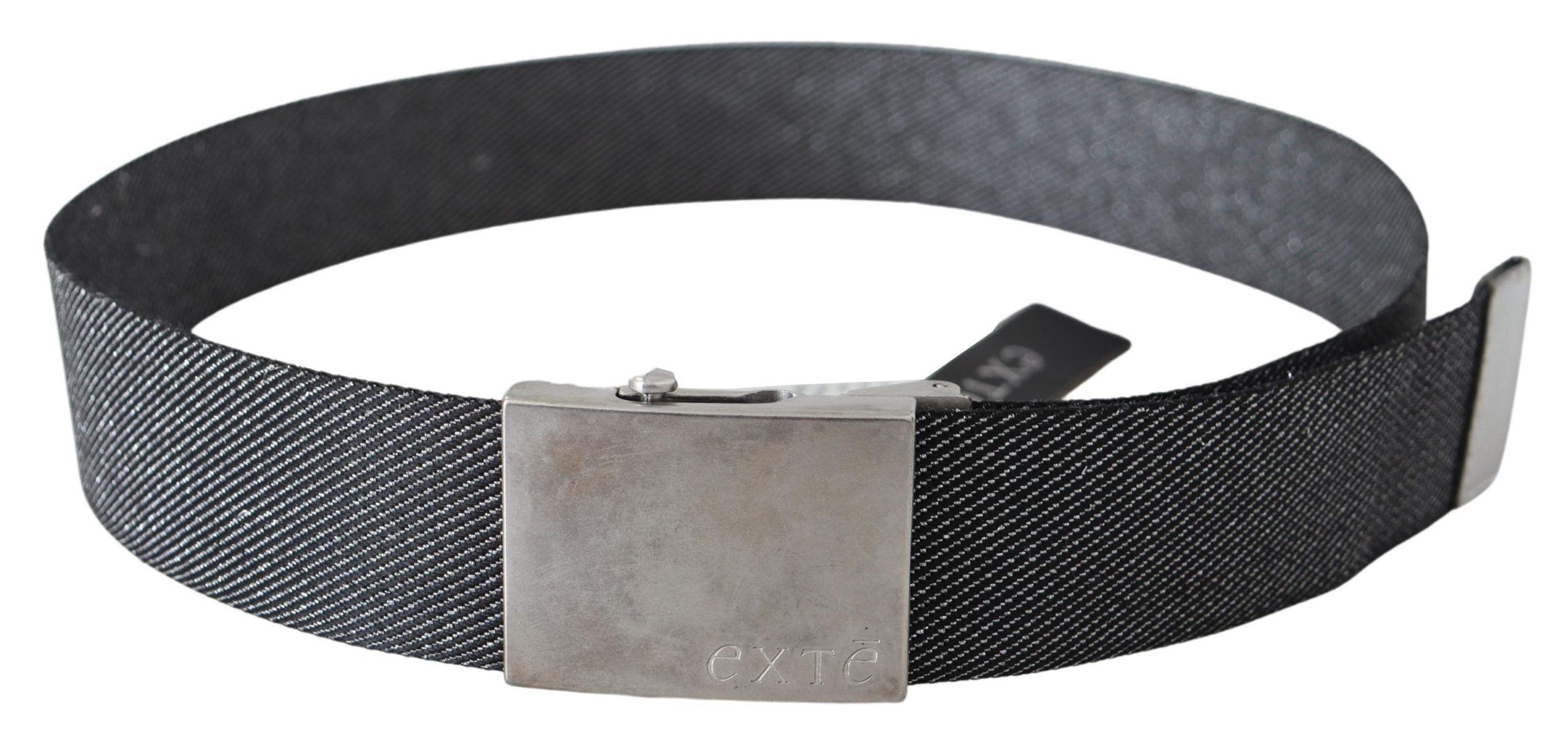 Black Silver Metal Brushed Buckle Waist Belt - 100-cm-40-inches