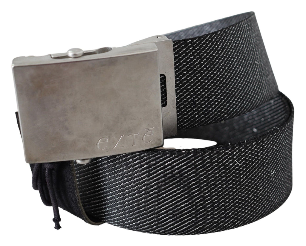 Black Silver Metal Brushed Buckle Waist Belt - 100-cm-40-inches