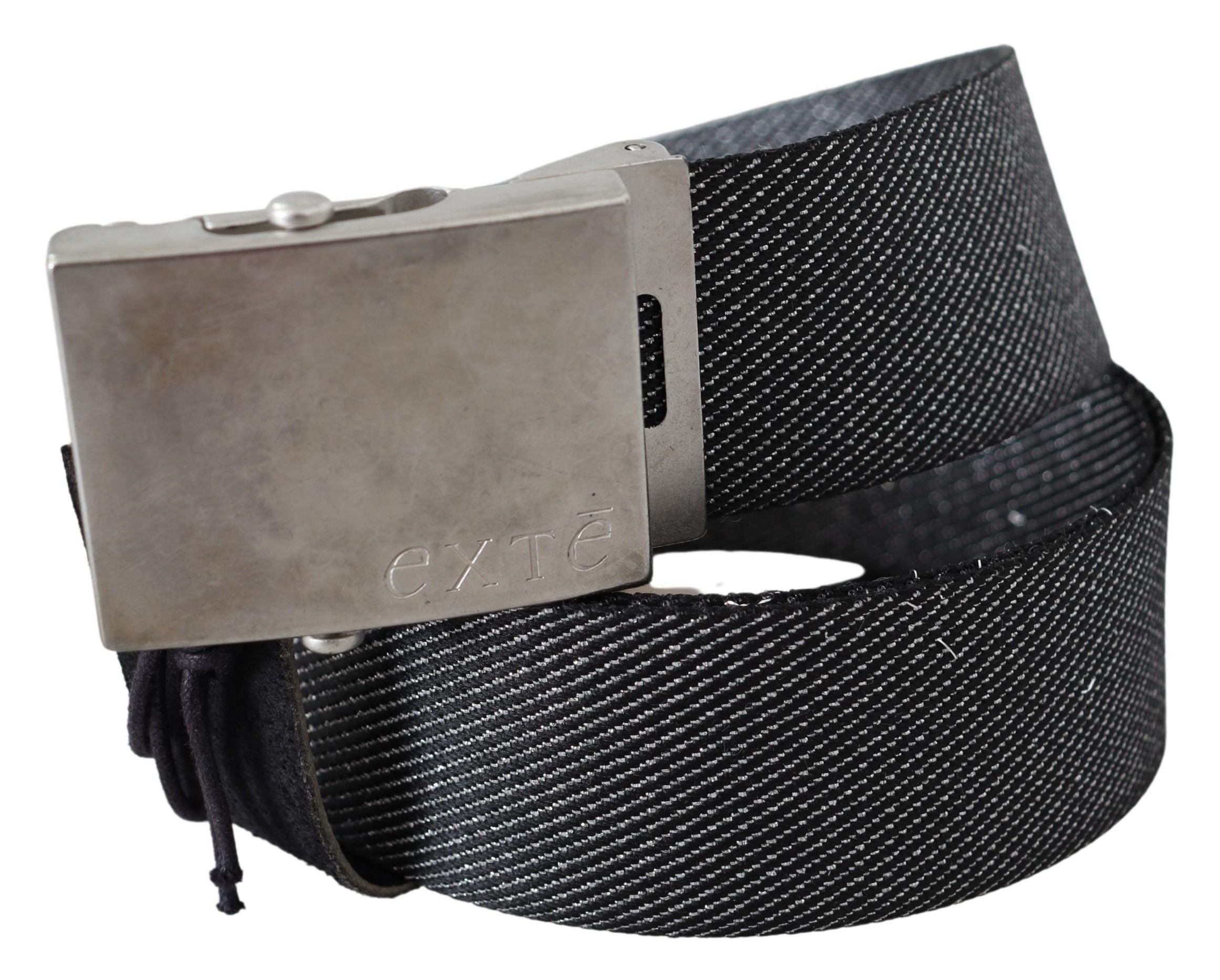 Black Silver Metal Brushed Buckle Waist Belt - 100-cm-40-inches