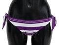 Purple White Stripes Beachwear Bikini Bottom - it2-s