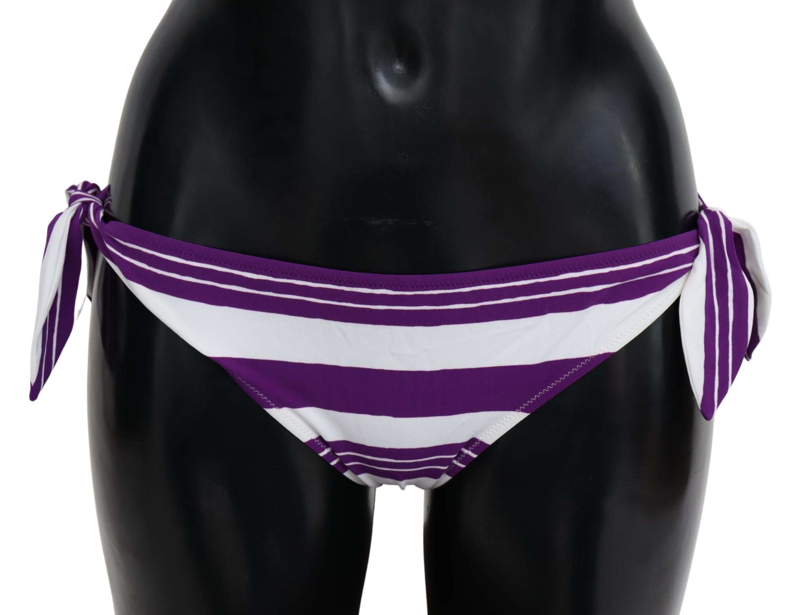 Purple White Stripes Beachwear Bikini Bottom - it2-s