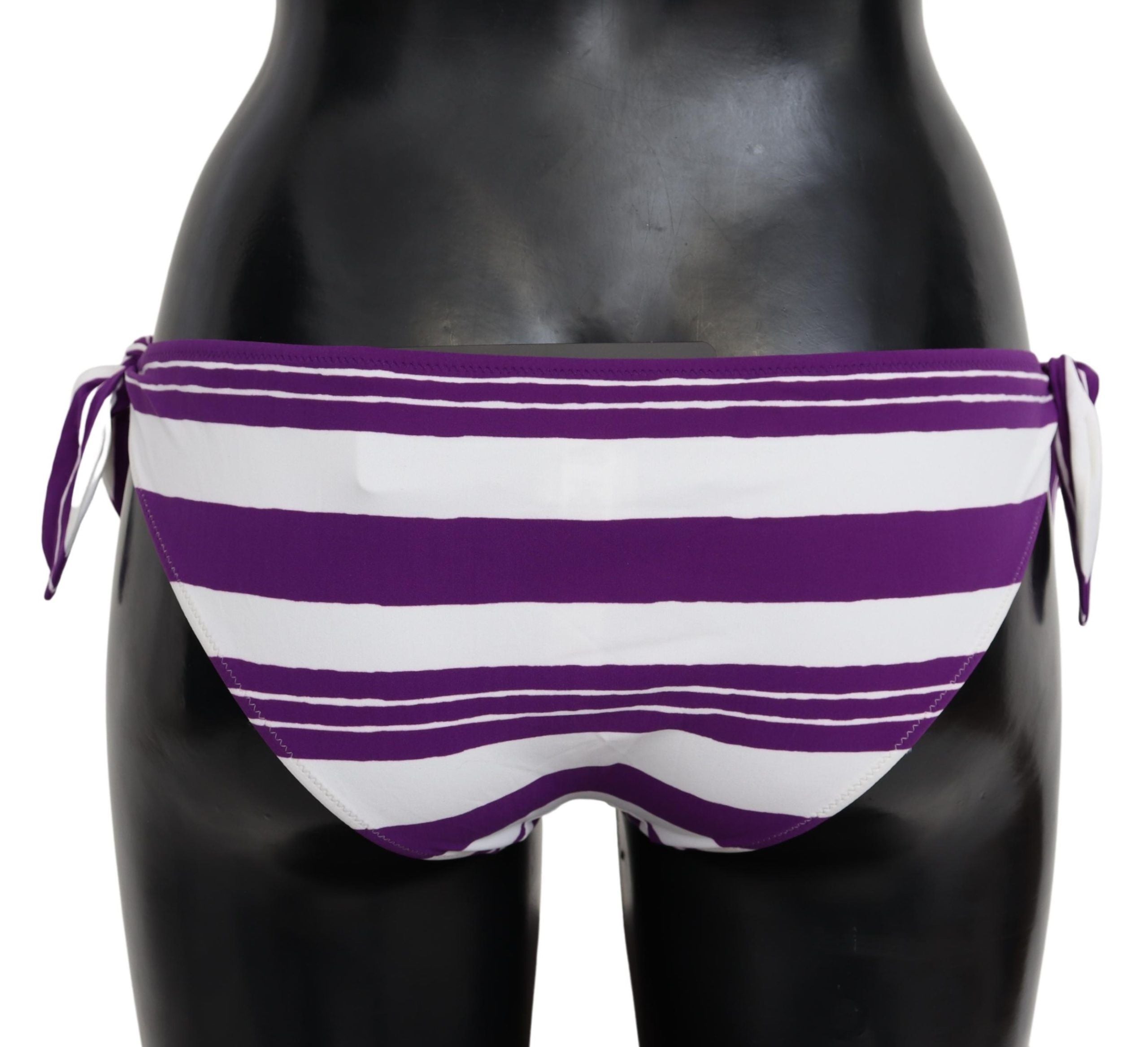 Purple White Stripes Beachwear Bikini Bottom - it2-s