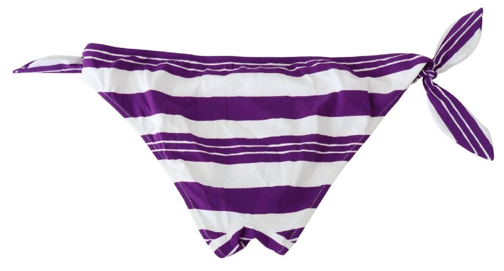 Purple White Stripes Beachwear Bikini Bottom - it2-s