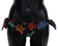 Black Coral Print Swimwear Beachwear Bikini Bottom - it2-s