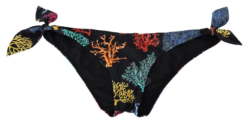 Black Coral Print Swimwear Beachwear Bikini Bottom - it2-s