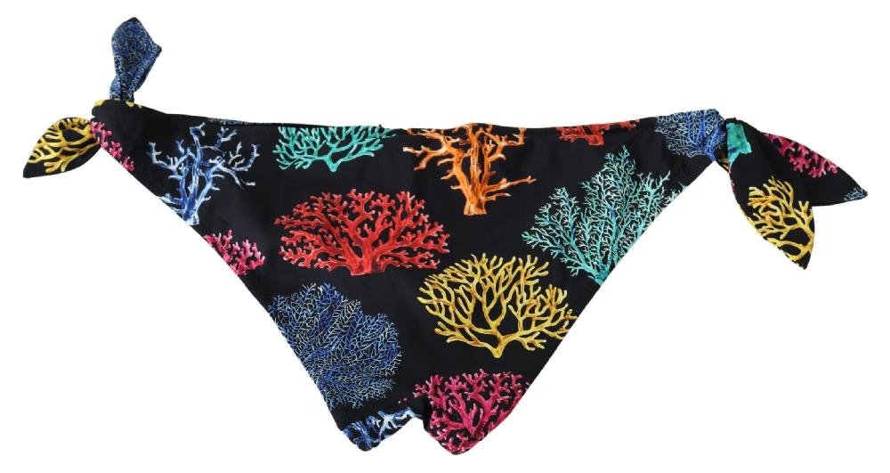 Black Coral Print Swimwear Beachwear Bikini Bottom - it2-s