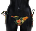 Black Floral Print Beachwear Swimwear Bikini Bottom - it2-s