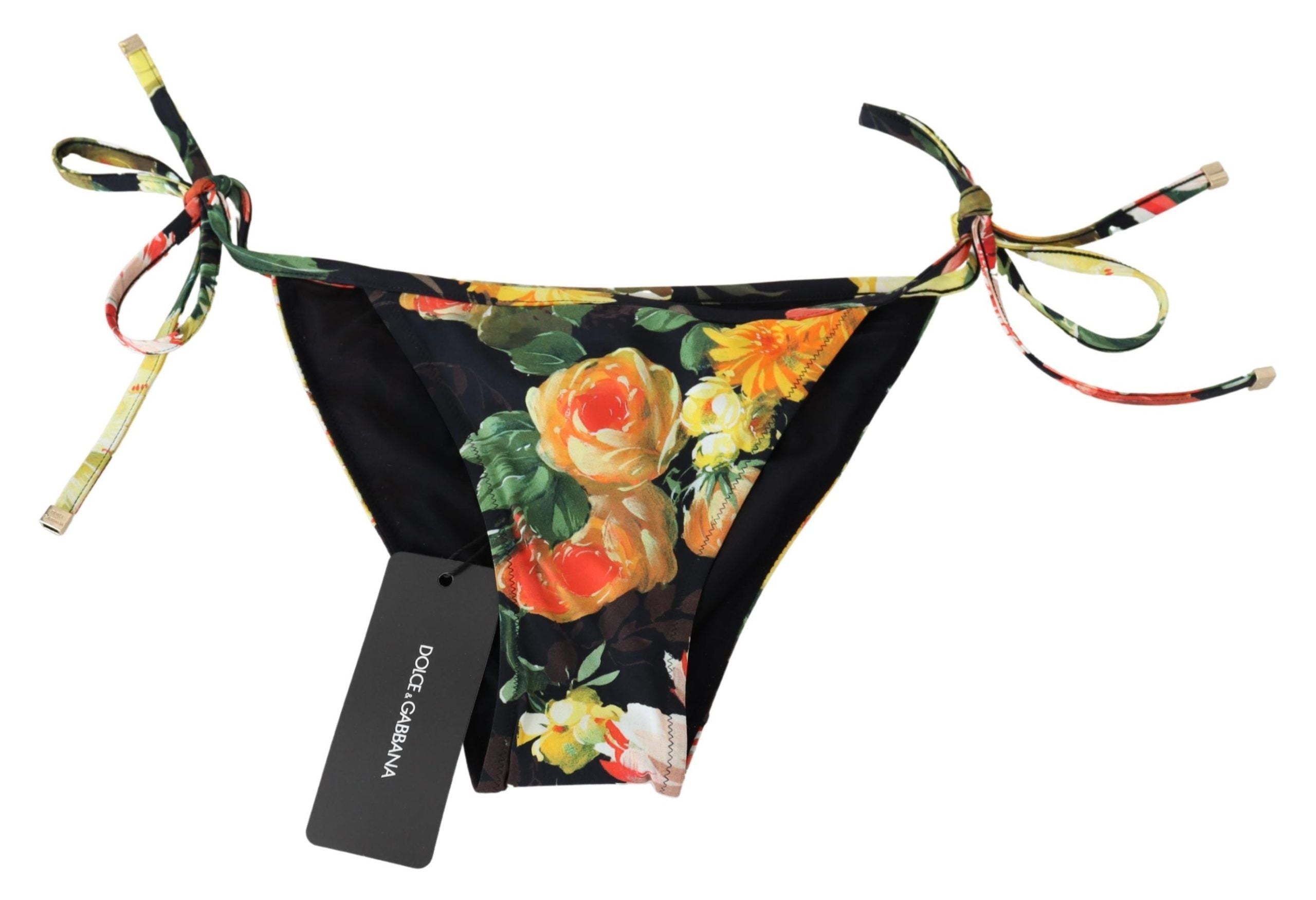 Black Floral Print Beachwear Swimwear Bikini Bottom - it2-s