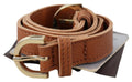 Light Brown Leather Gold Double Buckle Waist Belt - 65-cm-26-inches