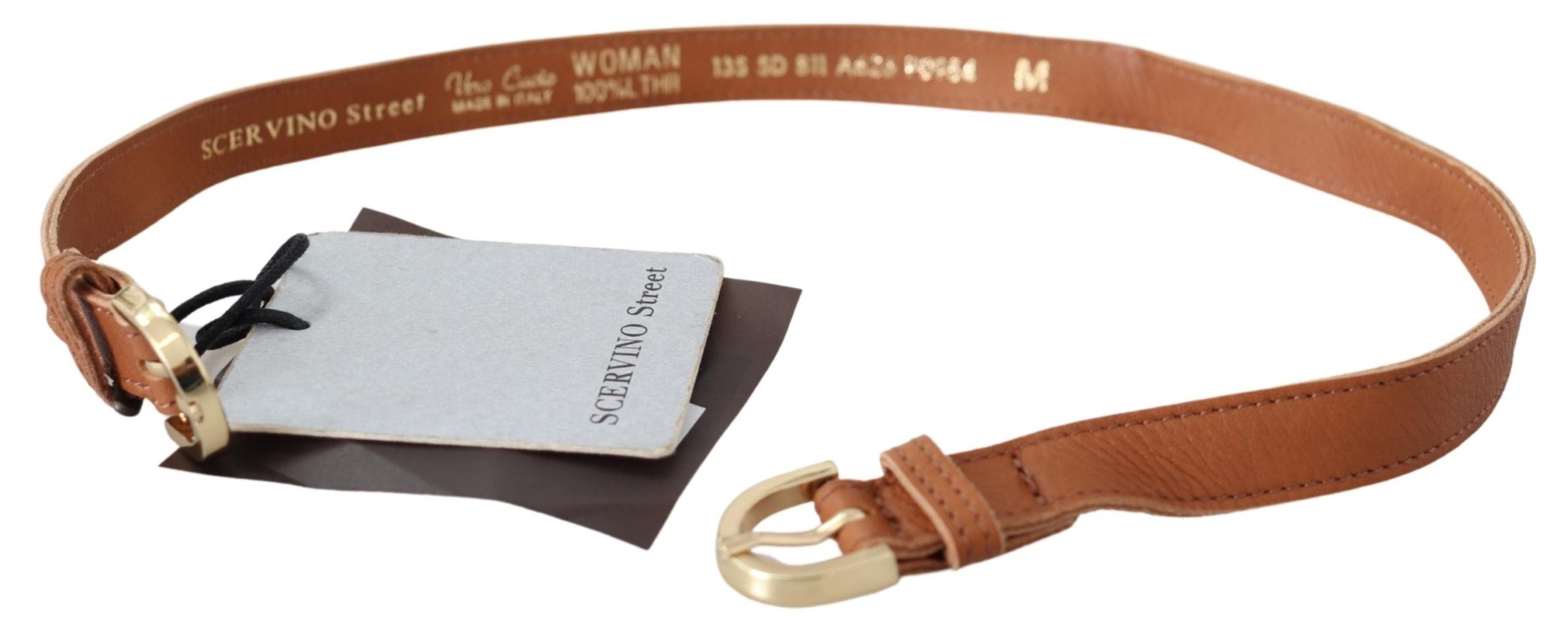 Light Brown Leather Gold Double Buckle Waist Belt - 65-cm-26-inches