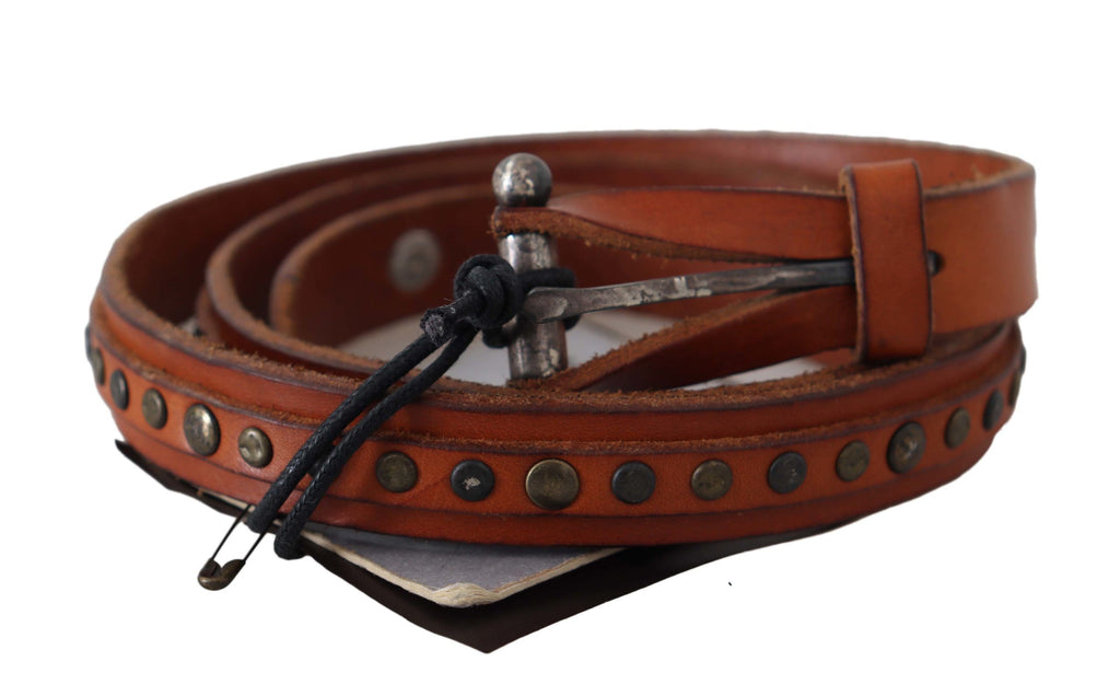 Brown Genuine Leather Rustic Silver Buckle Belt - 85-cm-34-inches