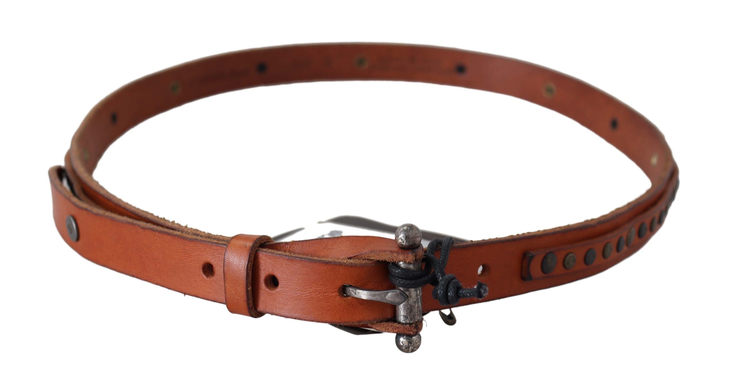 Brown Genuine Leather Rustic Silver Buckle Belt - 85-cm-34-inches