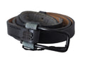 Gray Leather Fur Black Logo Buckle Belt - 90-cm-36-inches