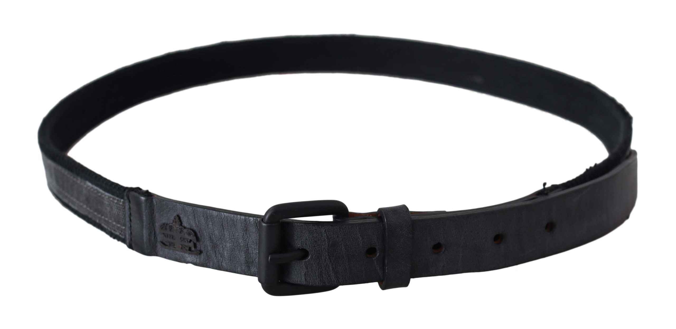Black Leather Logo Buckle Waist - 95-cm-38-inches