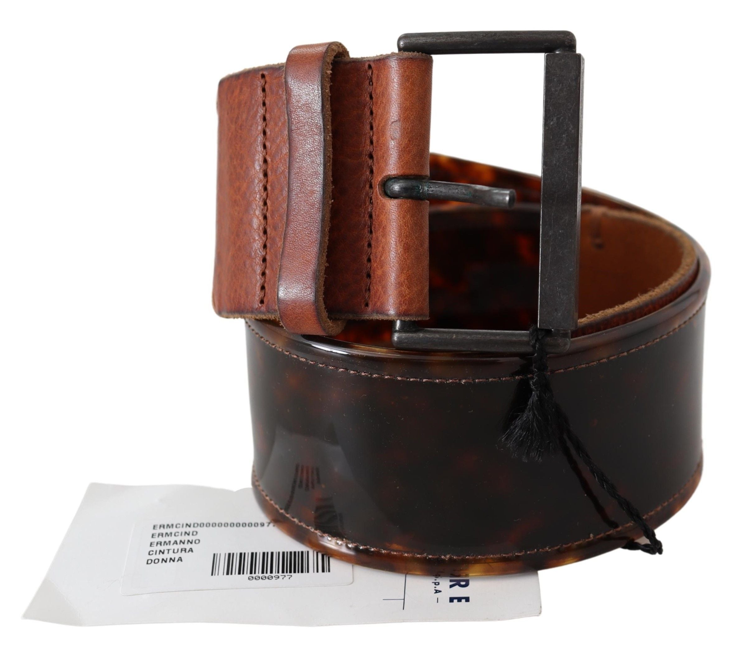 Dark Brown Leather Wide Buckle Belt - 75-cm-30-inches