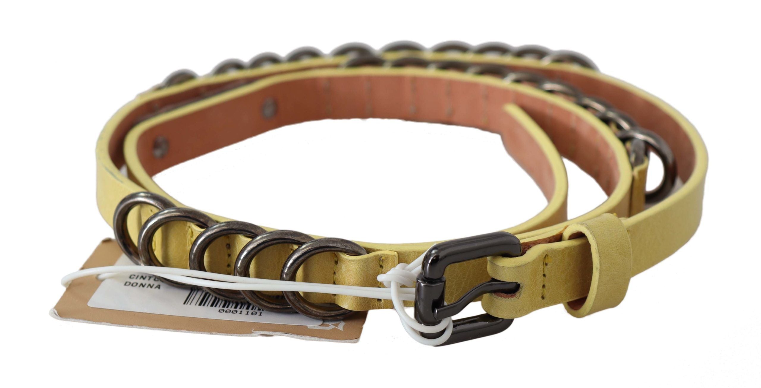 Yellow Leather Luxury Slim Buckle Fancy Belt - 85-cm-34-inches