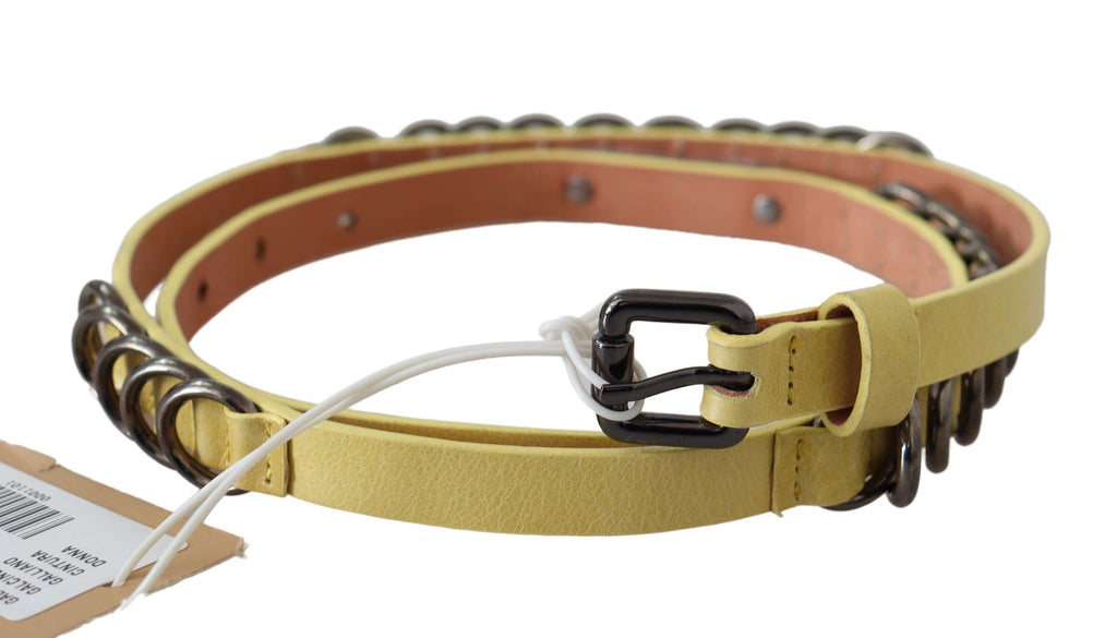 Yellow Leather Luxury Slim Buckle Fancy Belt - 85-cm-34-inches