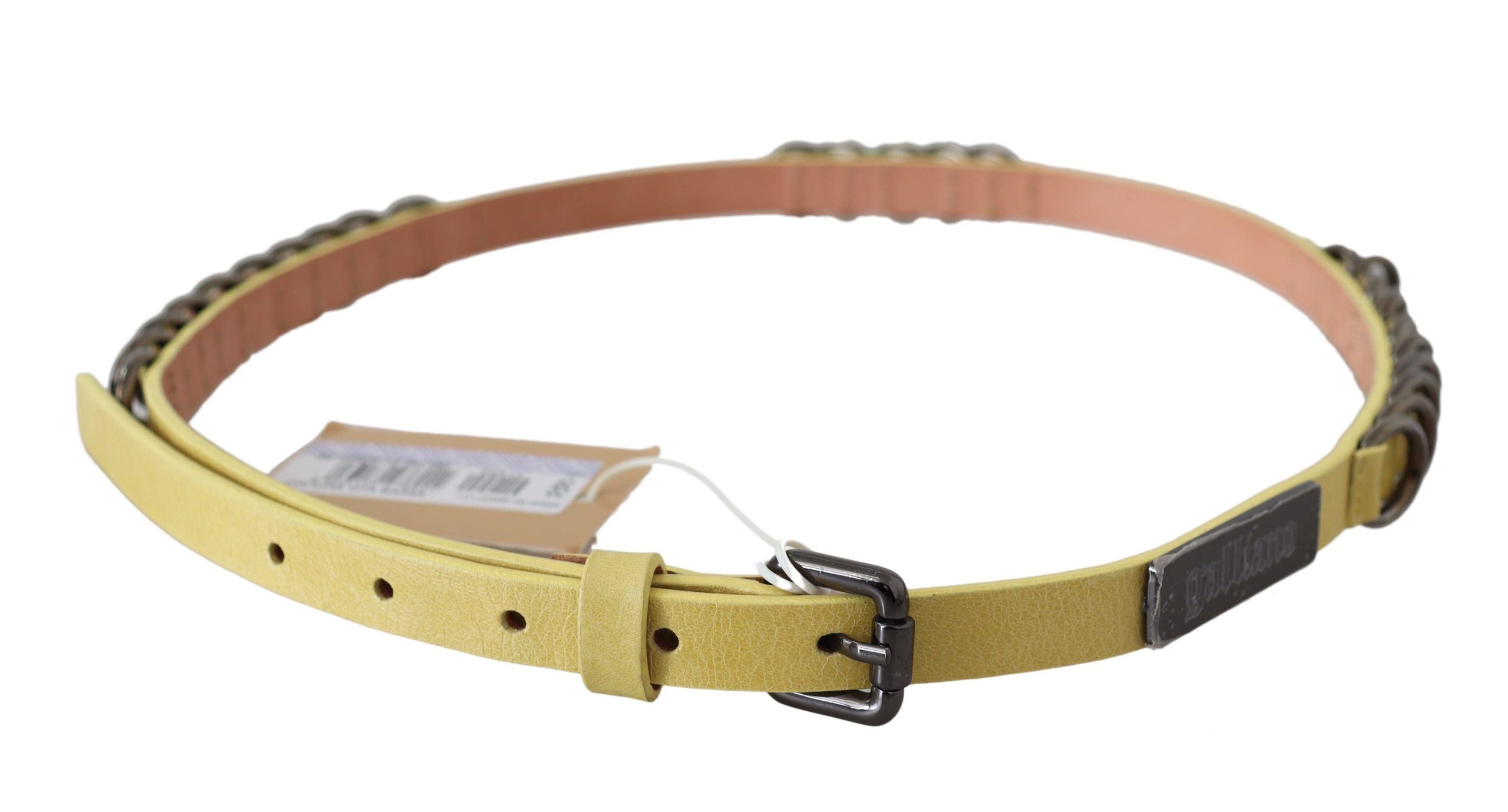 Yellow Leather Luxury Slim Buckle Fancy Belt - 85-cm-34-inches