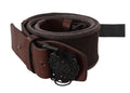 Dark Brown Leather Wide Buckle Waist Belt - 70-cm-28-inches