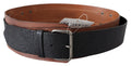Black Brown Leather Wide Silver Buckle Belt - 85-cm-34-inches