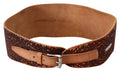 Brown Wide Leather Embroidered Design Logo Belt - 85-cm-34-inches
