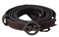 Brown Skinny Leather Round Logo Buckle Belt - 100-cm-40-inches