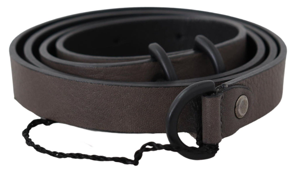 Brown Leather Skinny Round Buckle Belt - 100-cm-40-inches