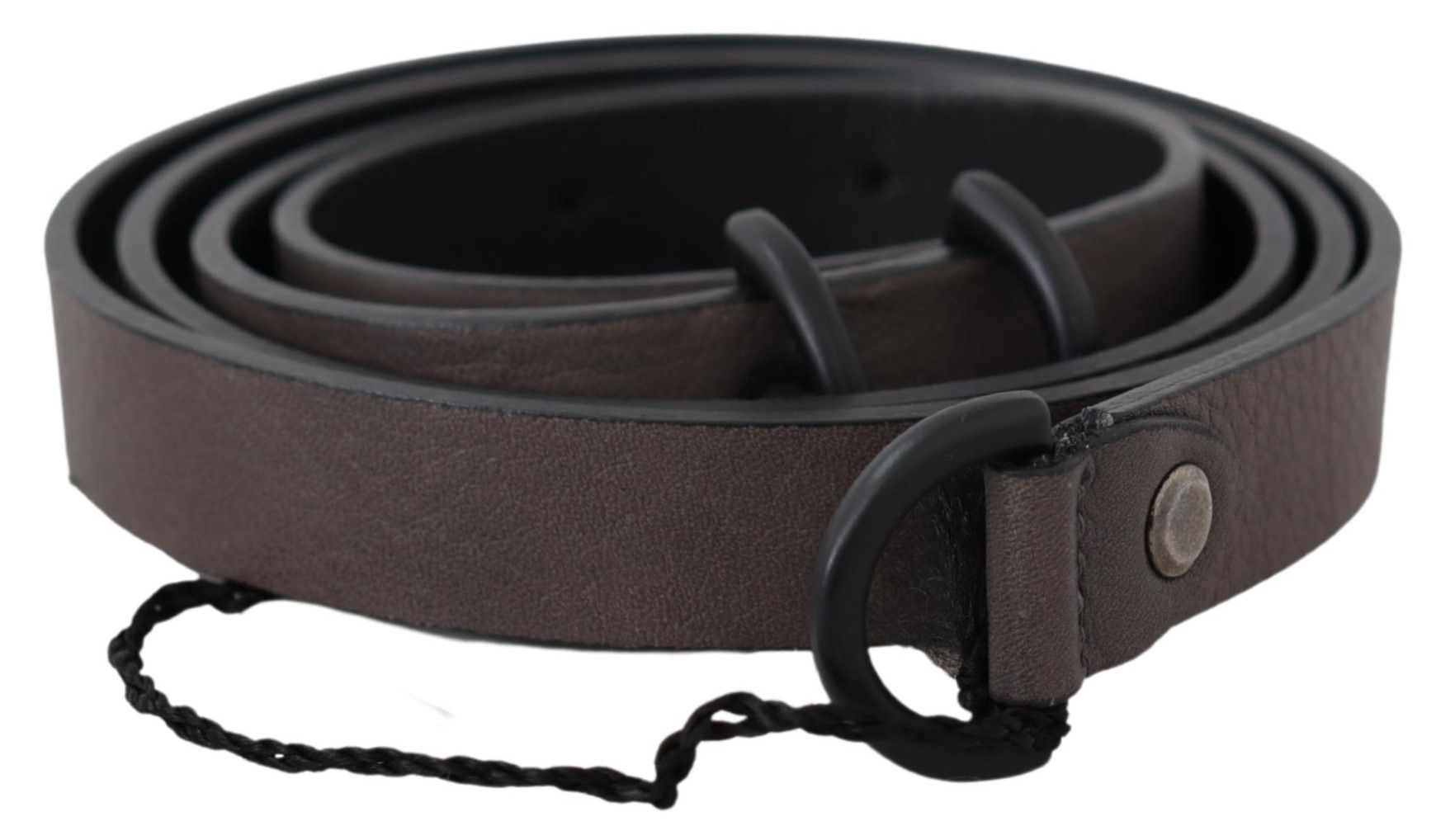 Brown Leather Skinny Round Buckle Belt - 100-cm-40-inches