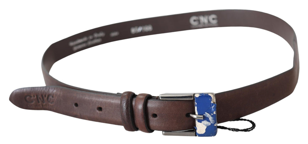 Brown Genuine Leather Silver Buckle Belt - 85-cm-34-inches