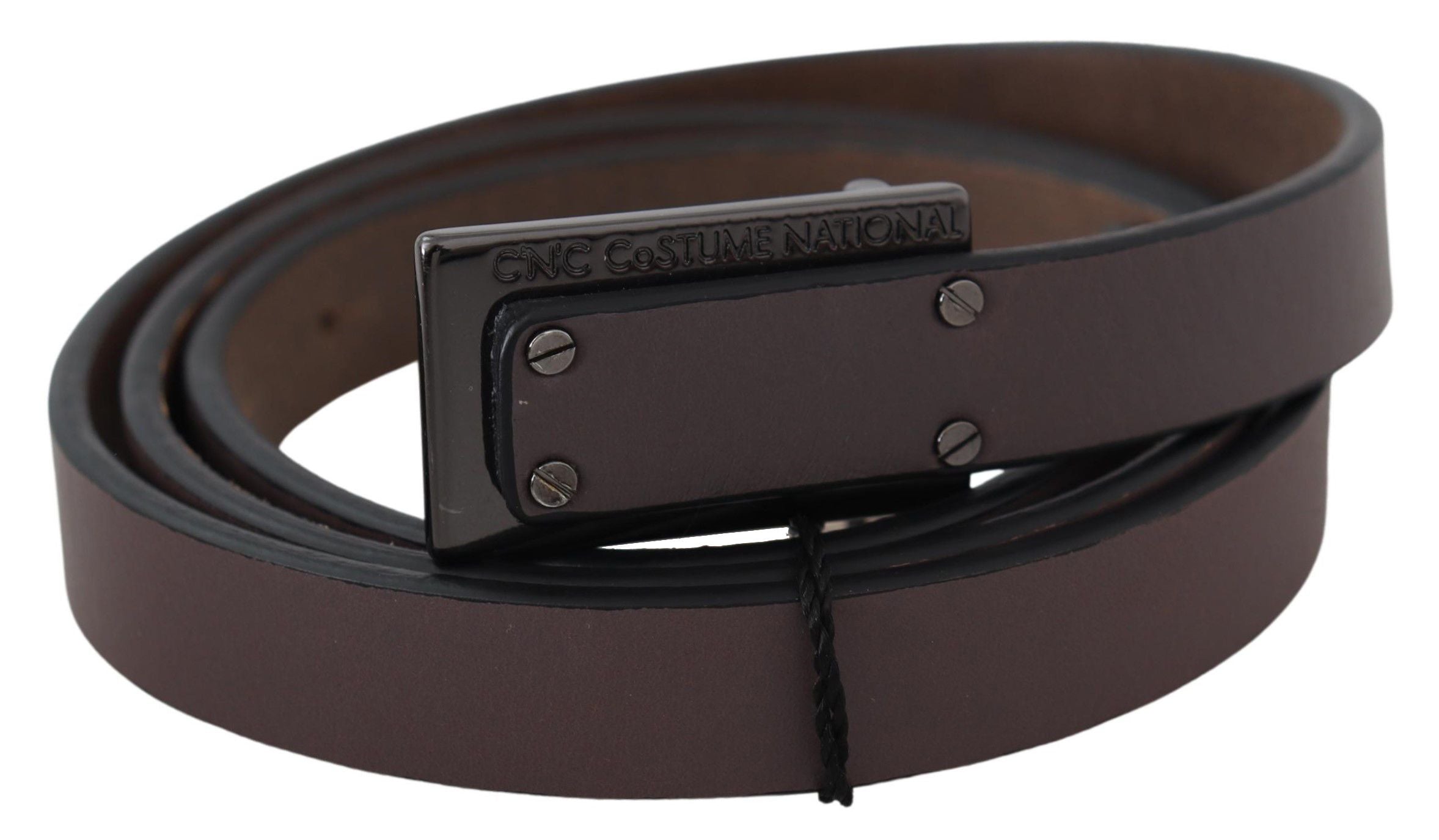 Brown Leather Tactical Logo Buckle Dark - 100-cm-40-inches
