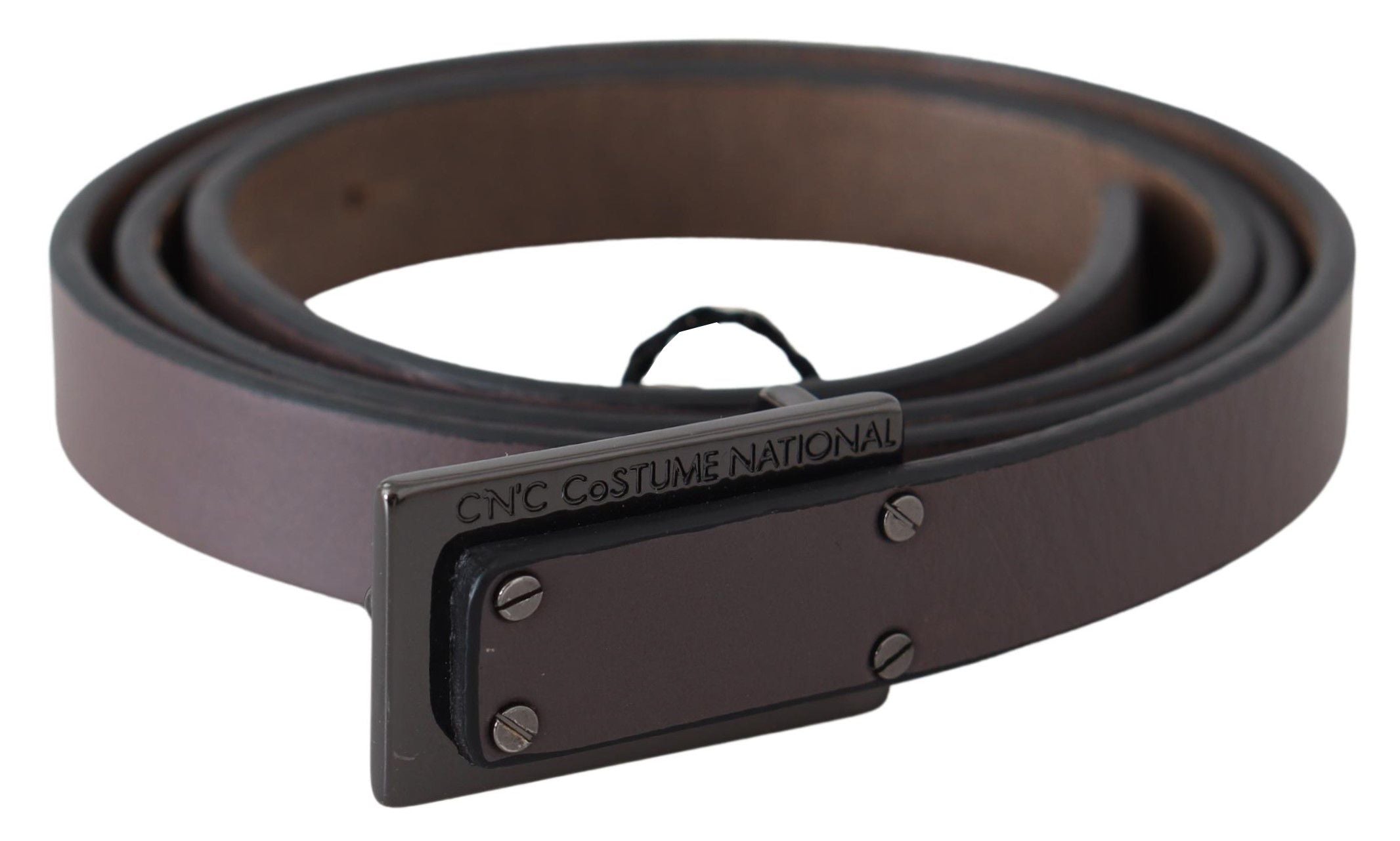 Brown Leather Tactical Logo Buckle Dark - 100-cm-40-inches