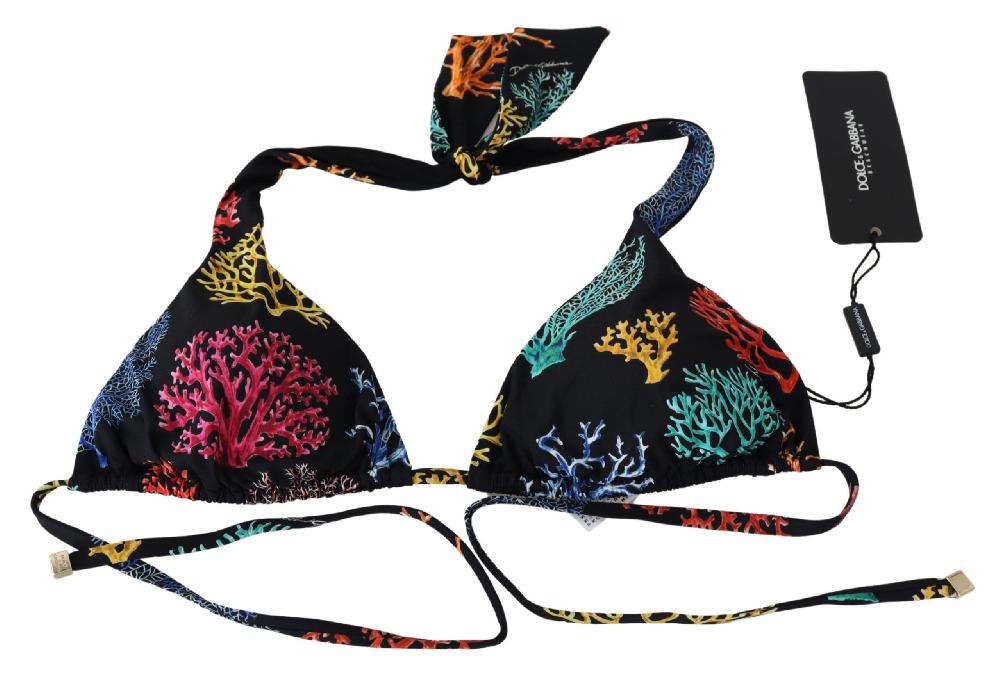 Black Corals Print Women Beachwear Bikini Tops - it1-xs