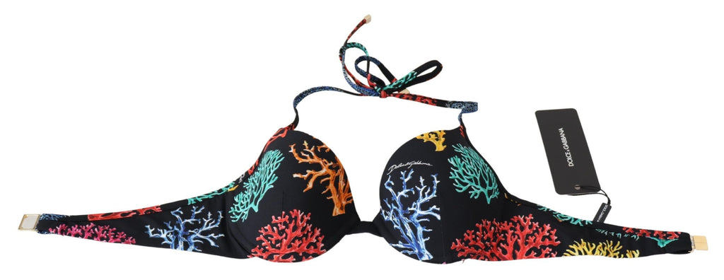 Black Corals Print Women Beachwear Bikini Tops - it1-xs