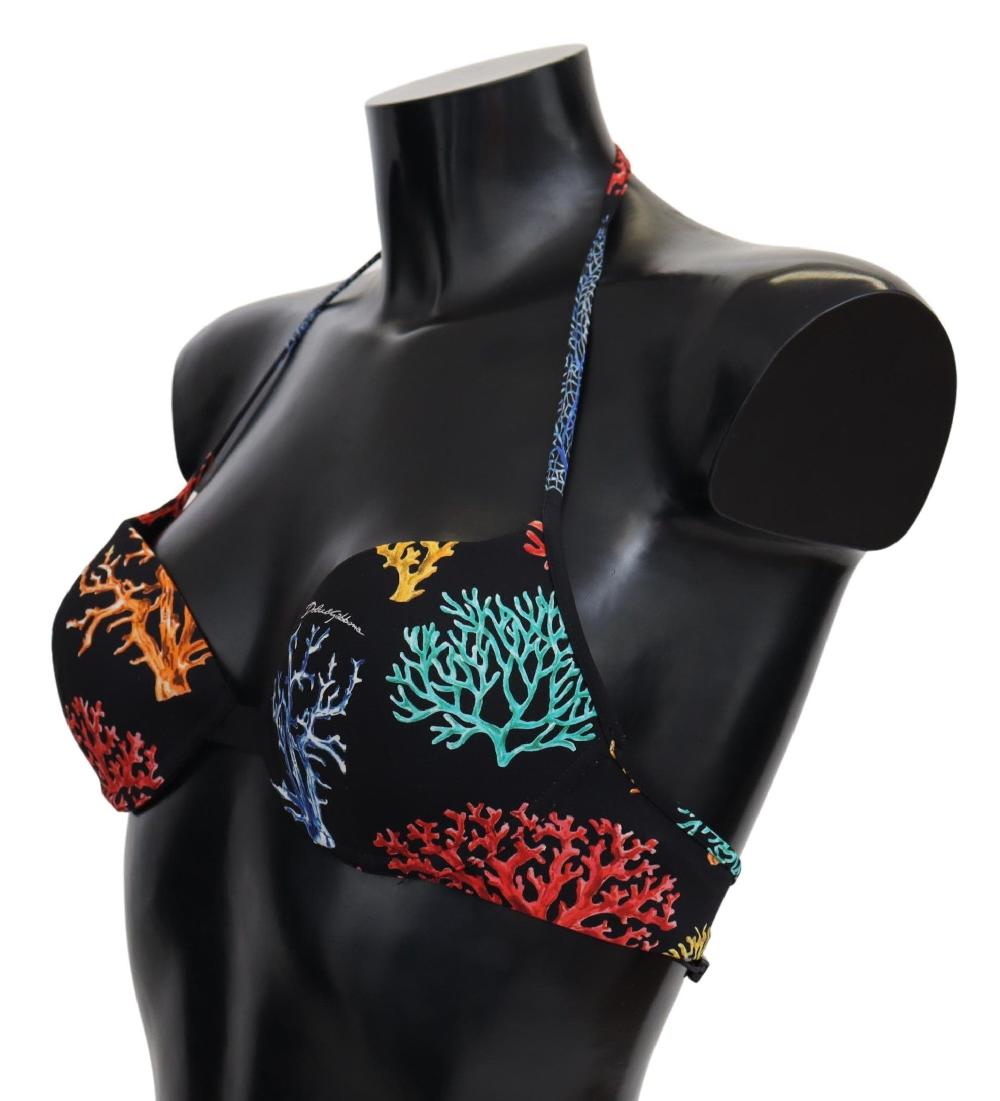 Black Corals Print Women Beachwear Bikini Tops - it1-xs