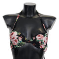 Black Roses Print Swimsuit Beachwear Bikini Tops - it1-xs