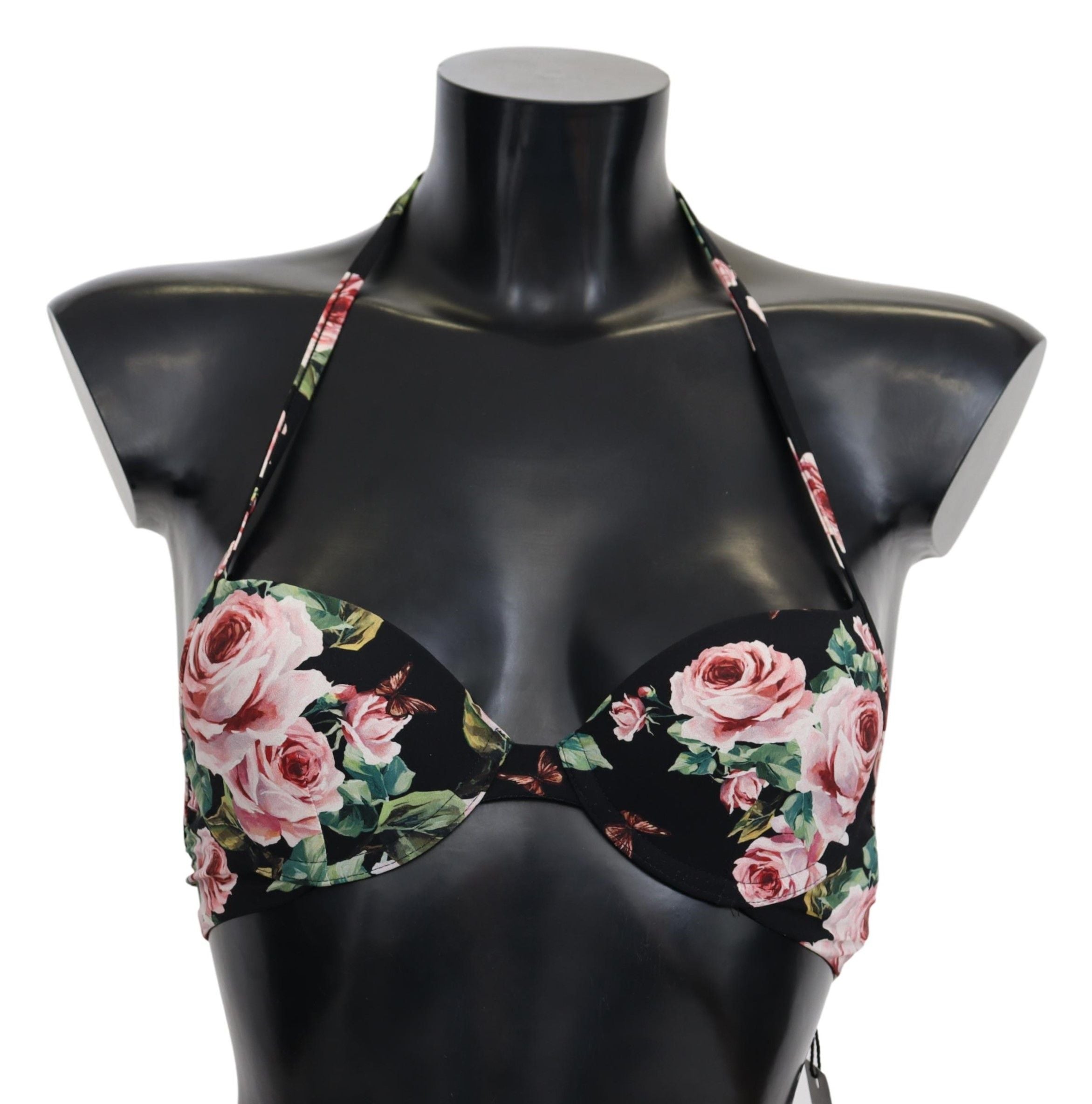 Black Roses Print Swimsuit Beachwear Bikini Tops - it1-xs