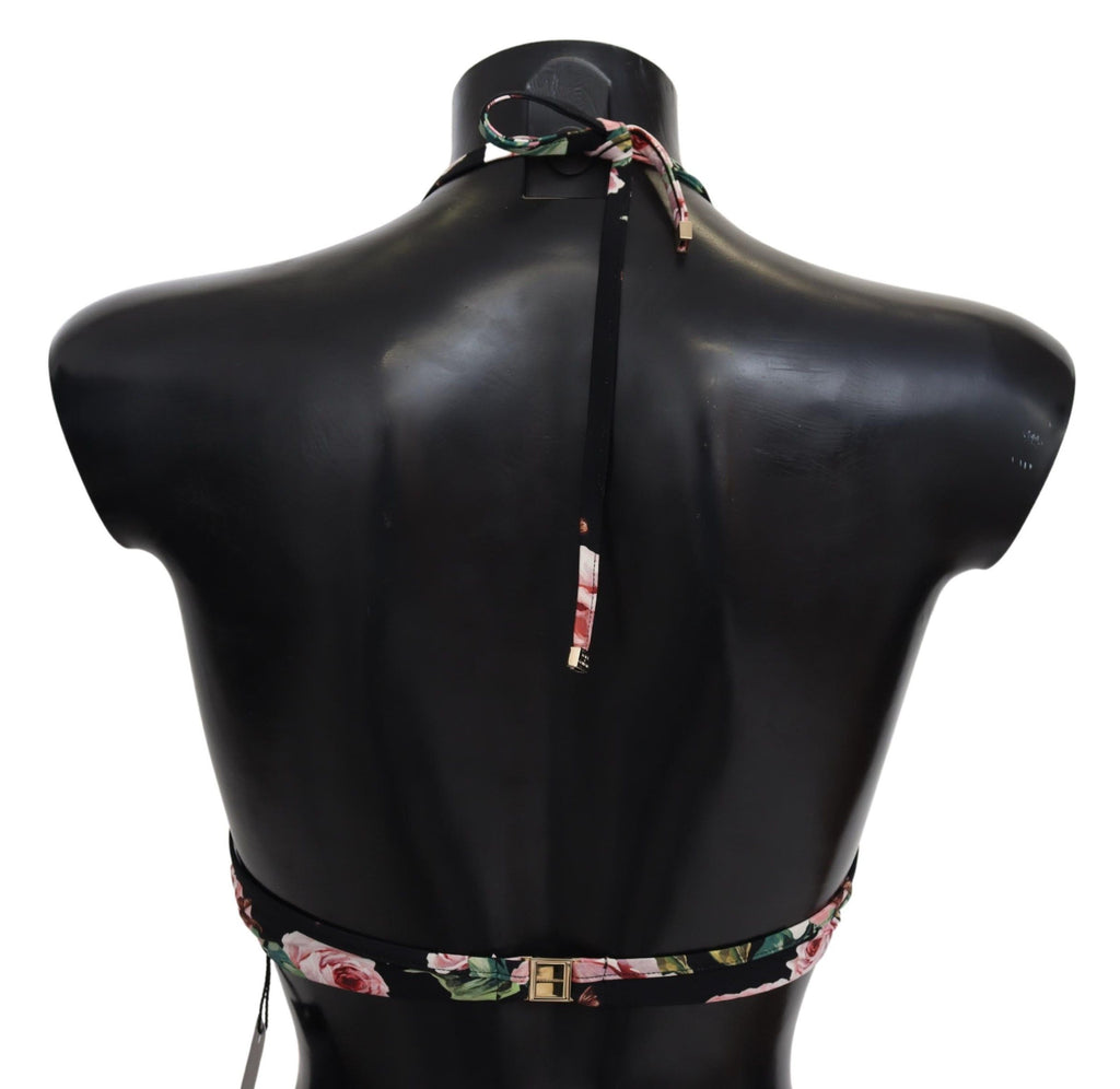 Black Roses Print Swimsuit Beachwear Bikini Tops - it1-xs
